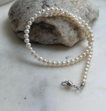 Elly’s white small Pearls Bracelet: Extreme luster mirrored, 4.4-4.8mm, S925 silver magnetic clips Bracelet.