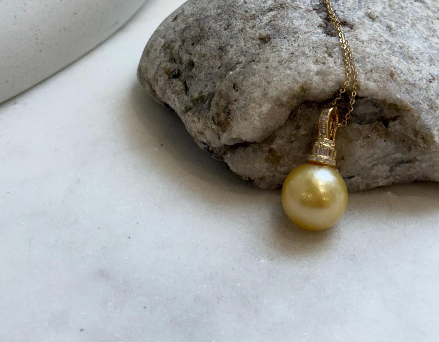 Elly’s 14.6mm South Sea ultra Gold ocean Pearl pendant: Extreme luster mirrored. S925 silver pendant necklace set.gift for her