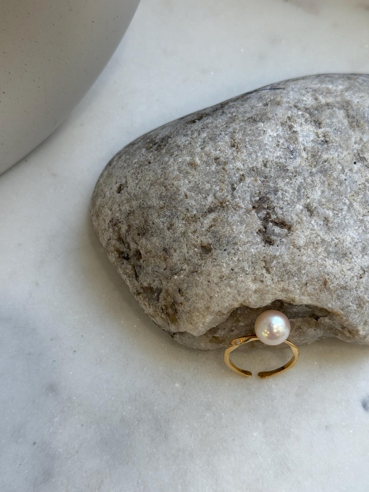 Elly’s 8.7mm Akoya ivory ocean pearl Ring: Extreme luster mirrored, s925 silver adjustable ring. Pearl Jewelry Idea.
