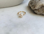 Elly’s 8.7mm Akoya ivory ocean pearl Ring: Extreme luster mirrored, s925 silver adjustable ring. Pearl Jewelry Idea.