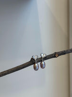 Elly’s Lavender purple pearls Heart earrings: Extreme luster mirrored, 7.8mm, S925 silver earrings.