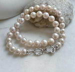 Elly’s 41pcs Top quality light rose round Edison Pearls Necklace Strand: Extreme luster mirrored, 8.5-11.1mm, 18.8”, S925 silver necklace. gift for her Valentine’s Day
