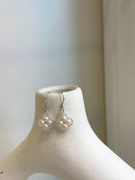 Elly’s Freshwater white Pearls Earrings hooks: Extreme luster Mirrored, 3.9mm, 2.8cm high, S925 silver cute vintage earrings.
