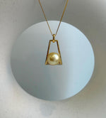 Elly’s 10.8mm South sea golden Pearl pendant: Extreme luster mirrored, ultra gold pearl, 2.6cm high, S925 silver Vintage pendant chain set. gift for her birthday