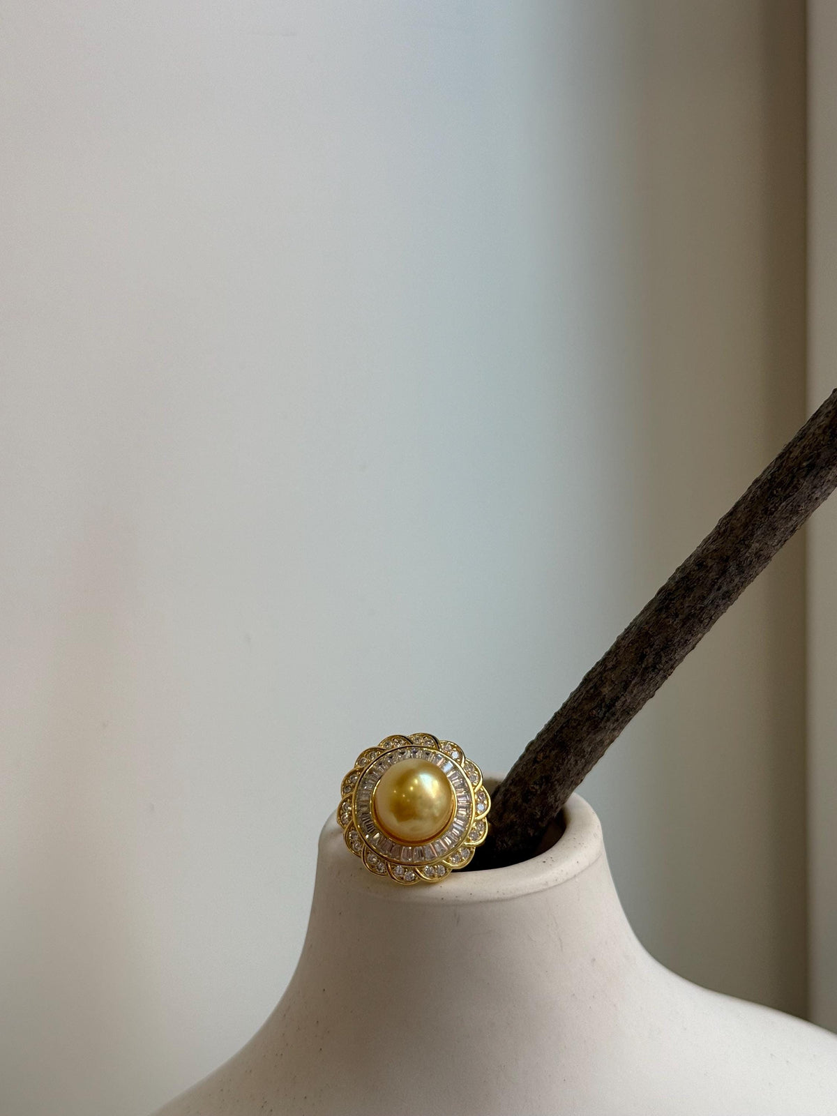 Elly’s 8.9mm Rare South sea deep Tea golden ocean pearl Ring: Extreme luster mirrored, S925 silver with gold plated adjustable floral Ring. gift for her