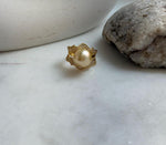 Elly’s 12.3mm South sea ultra golden ocean pearl Ring: Extreme luster mirrored, S925 silver with gold plated adjustable floral Ring. gift for her Valentine’s Day