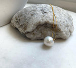 Au750 18k Gold 13.3mm White Edison Pearl Floating pendants:Extreme luster mirrored, S925 silver chain included. gift for her graduation