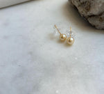Elly’s 5.8mm Akoya golden ocean pearls Earrings studs: Extreme luster mirrored, s925 silver minimalist daily earrings stud.