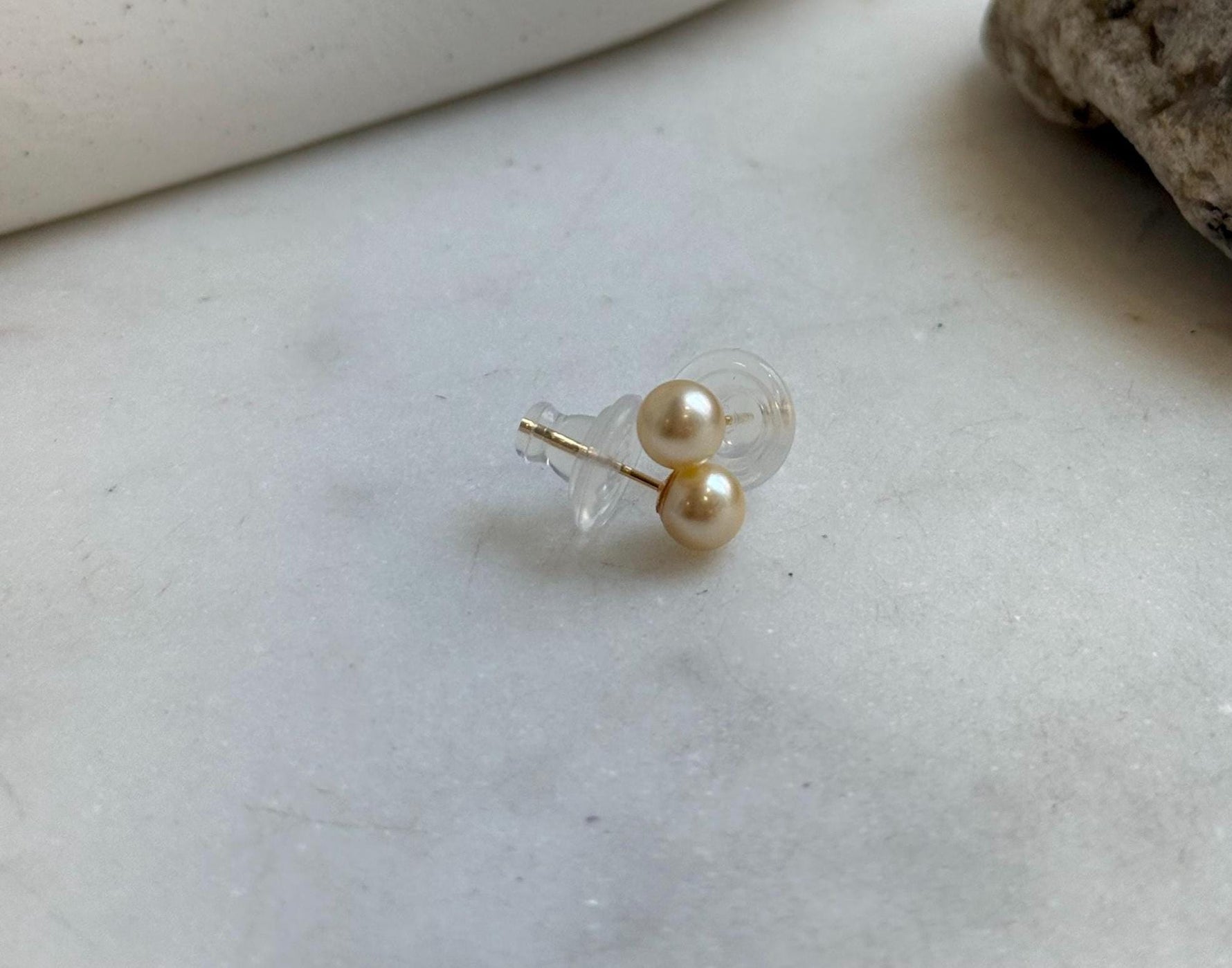 Elly’s 5.8mm Akoya golden ocean pearls Earrings studs: Extreme luster mirrored, s925 silver minimalist daily earrings stud.