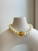 Elly’s 6.6-7mm Genius Akoya golden ocean Pearls Natural Amber Bracelet: Extreme luster mirrored, 7.6” knotted, S925 silver magnetic clips. gift for her daily bracelet