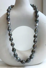 Elly’s 8.6-11mm 29pcs Tahitian Ocean pearls necklace: Extreme luster, Hand knotted, 18”, S925 silver necklace strand, gift for her party