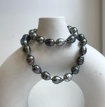 Elly’s 8.6-11mm 29pcs Tahitian Ocean pearls necklace: Extreme luster, Hand knotted, 18”, S925 silver necklace strand, gift for her