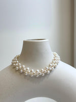 Elly’s 3-ply 4.5-4.7mm white pearls bracelet: Extreme luster, Handmade, 7.3”, S925 silver magnetic clips bracelet. gift for her birthday