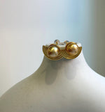 Elly’s 11.1mm South sea Deep Tea gold ocean Pearls Earrings: Extreme luster mirrored, 1.6x2.1cm, S925 silver cool earrings. gift for her