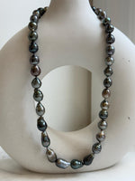 Elly’s 7.8-10.2mm 36pcs Tahitian Ocean pearls necklace: Extreme luster, Hand knotted, 18.3”, S925 silver necklace strand, gift for her Valentine’s Day