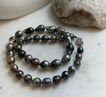 Elly’s 7.8-10.2mm 36pcs Tahitian Ocean pearls necklace: Extreme luster, Hand knotted, 18.3”, S925 silver necklace strand, gift for her Valentine’s Day