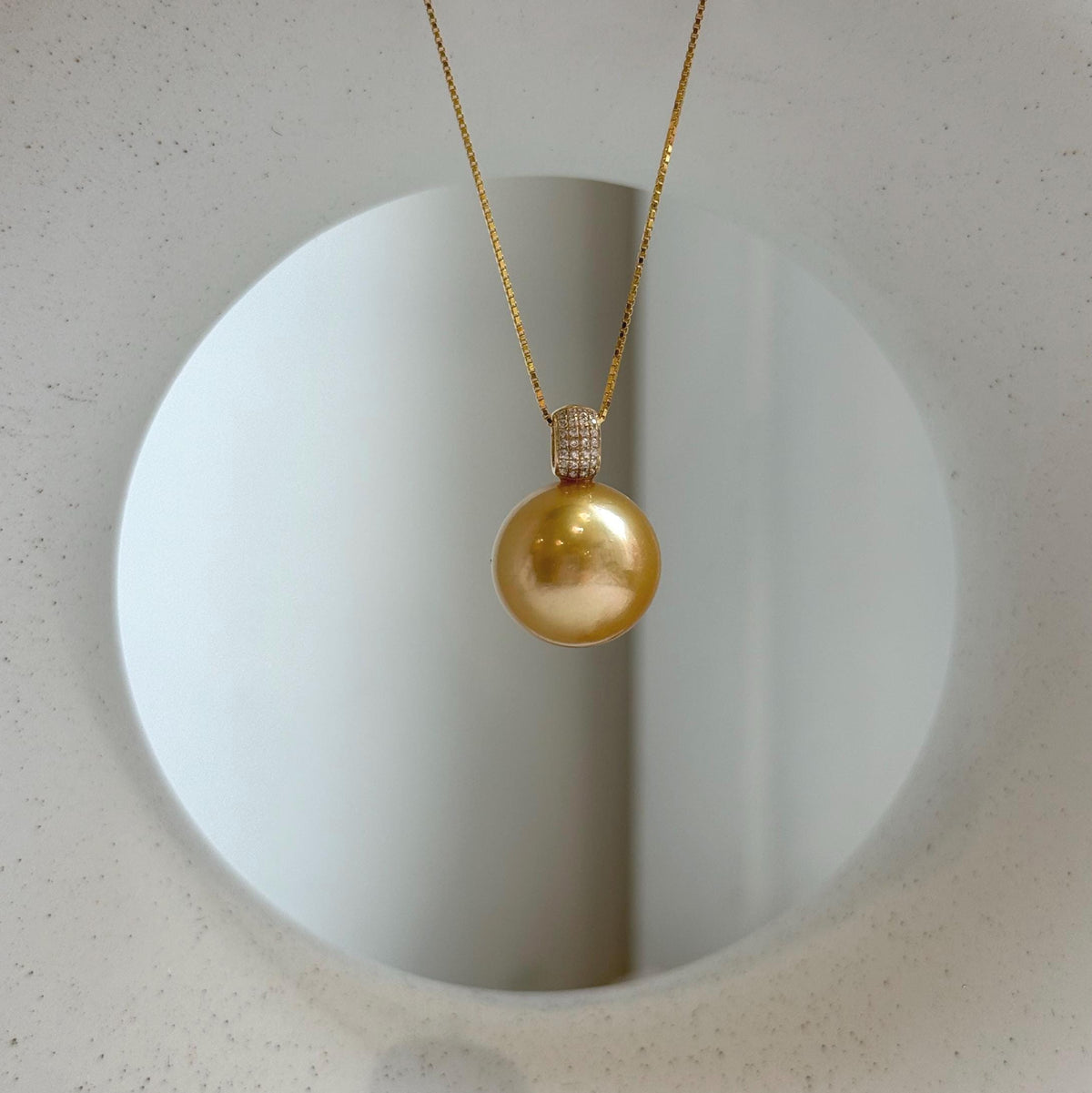 Elly’s 14mm Au750 18K Gold Huge South Sea deep Golden Ocean Pearl Pendant: Extreme luster mirrored effect, 18k real gold pendant. gift for her Valentine’s Day