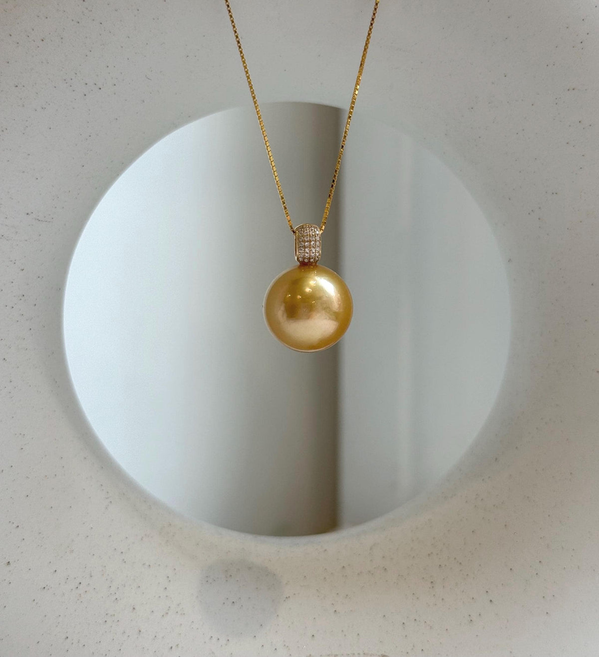 Elly’s 14mm Au750 18K Gold Huge South Sea deep Golden Ocean Pearl Pendant: Extreme luster mirrored effect, 18k real gold pendant. gift for her Valentine’s Day