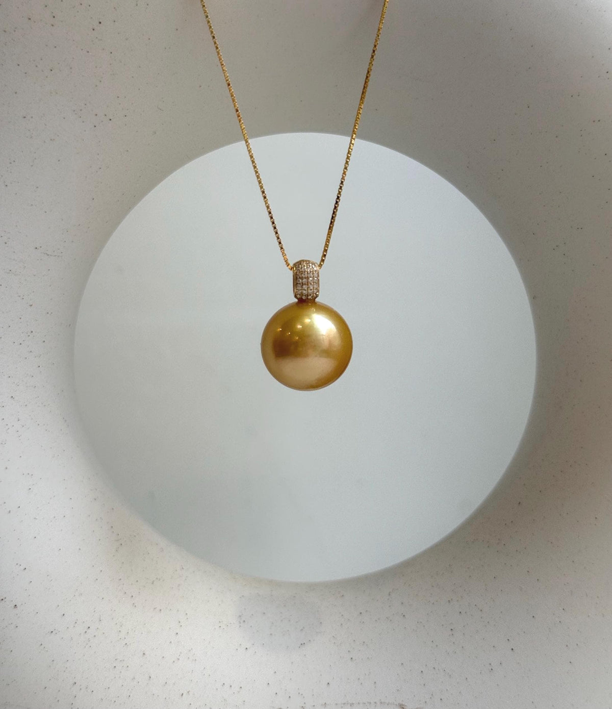 Elly’s 14mm Au750 18K Gold Huge South Sea deep Golden Ocean Pearl Pendant: Extreme luster mirrored effect, 18k real gold pendant. gift for her Valentine’s Day
