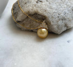 Elly’s South sea deep golden ocean pearl pendant: 12.7mm, Extreme luster mirrored, 2cm high, s925 silver vintage pendant. gift for her Valentine’s Day