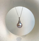 Elly’s 13.3mm Edison Pearl Pendant: Extreme luster mirrored, rose pearl, s925 silver minimalist pendant necklace set. gift for her daily wear