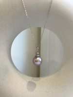 Elly’s 13.3mm Edison Pearl Pendant: Extreme luster mirrored, rose pearl, s925 silver minimalist pendant necklace set. gift for her