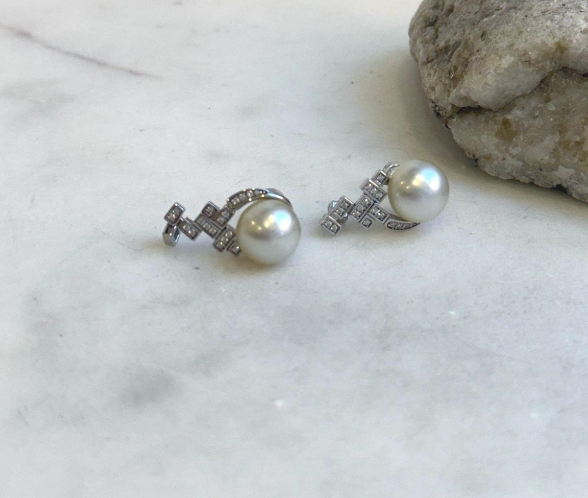 Elly’s 10mm Australian Ocean White Pearls Earrings Chandeliers: Extreme luster mirrored, S925 silver vintage earrings. high quality gift for her Valentine’s Day