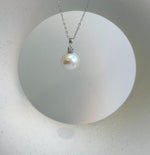 Elly’s 11.3mm White Edison Pearl pendant: Extreme luster mirrored, 2cm, S925 silver minimalist pendant chain set. gift for her daily necklace