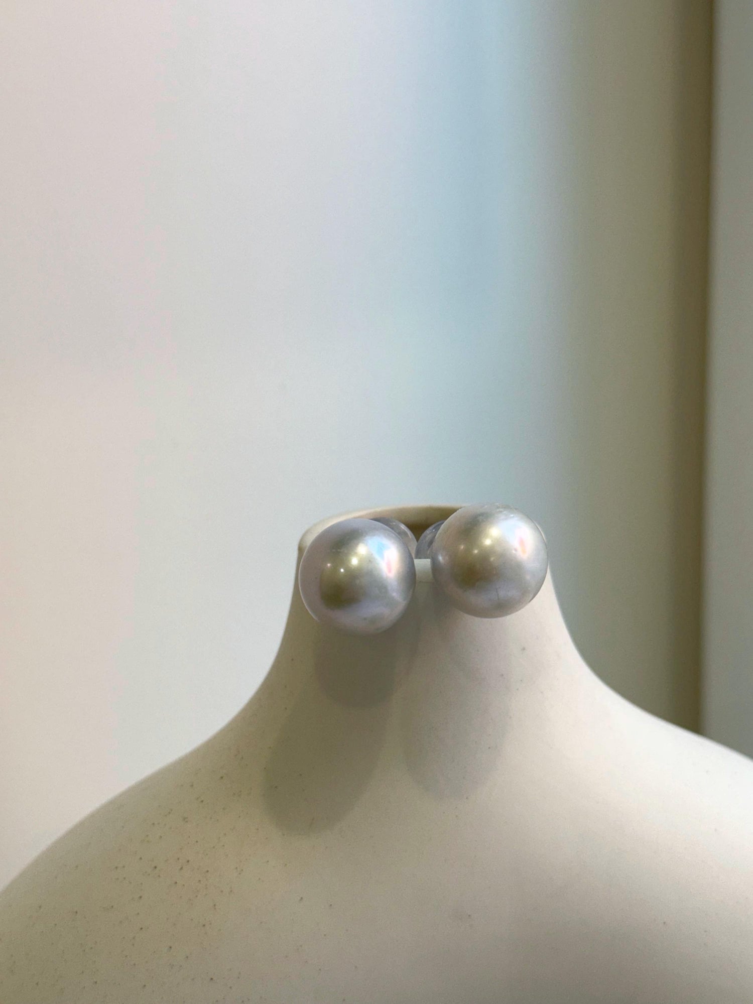 Elly’s 14.8mm Huge Edison blue silver Pearls Earrings Studs: Extreme luster, S925 silver cool minimalist big earrings. Pearl Jewelry Idea