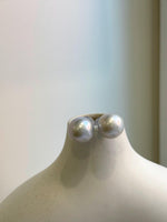 Elly’s 14.8mm Huge Edison blue silver Pearls Earrings Studs: Extreme luster, S925 silver cool minimalist big earrings. Pearl Jewelry Idea, gift for her birthday