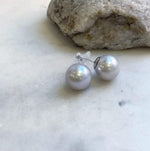 Elly’s 14.8mm Huge Edison blue silver Pearls Earrings Studs: Extreme luster, S925 silver cool minimalist big earrings. Pearl Jewelry Idea