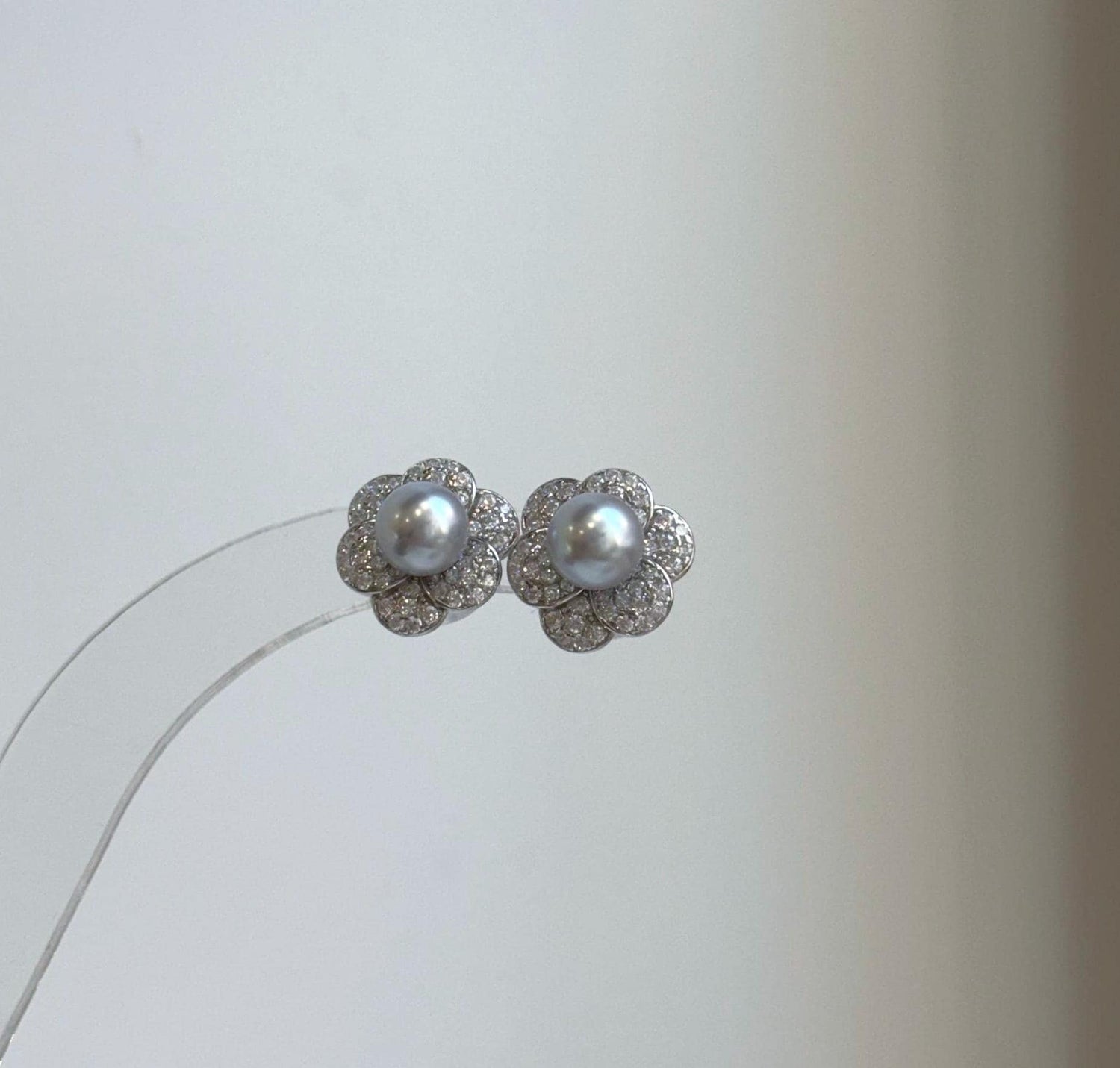 Elly’s Set of 5.5mm Akoya Blue silver ocean pearls Earrings studs: Extreme luster mirrored, s925 silver earrings stud with jackets. gift for her