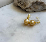 Elly’s 10.6mm South sea ultra golden ocean Pearls Earrings: Extreme luster mirrored, 2.3cm high, S925 silver cool earrings.gift for her birthday