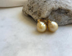Elly’s 13.5mm South sea light golden ocean Pearls Earrings hooks: Extreme luster mirrored, 3cm high, S925 silver cool earrings hooks. gift for her Valentine’s Day daily wear