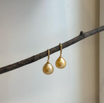 Elly’s 13.5mm South sea light golden ocean Pearls Earrings hooks: Extreme luster mirrored, 3cm high, S925 silver cool earrings hooks. gift for her Valentine’s Day