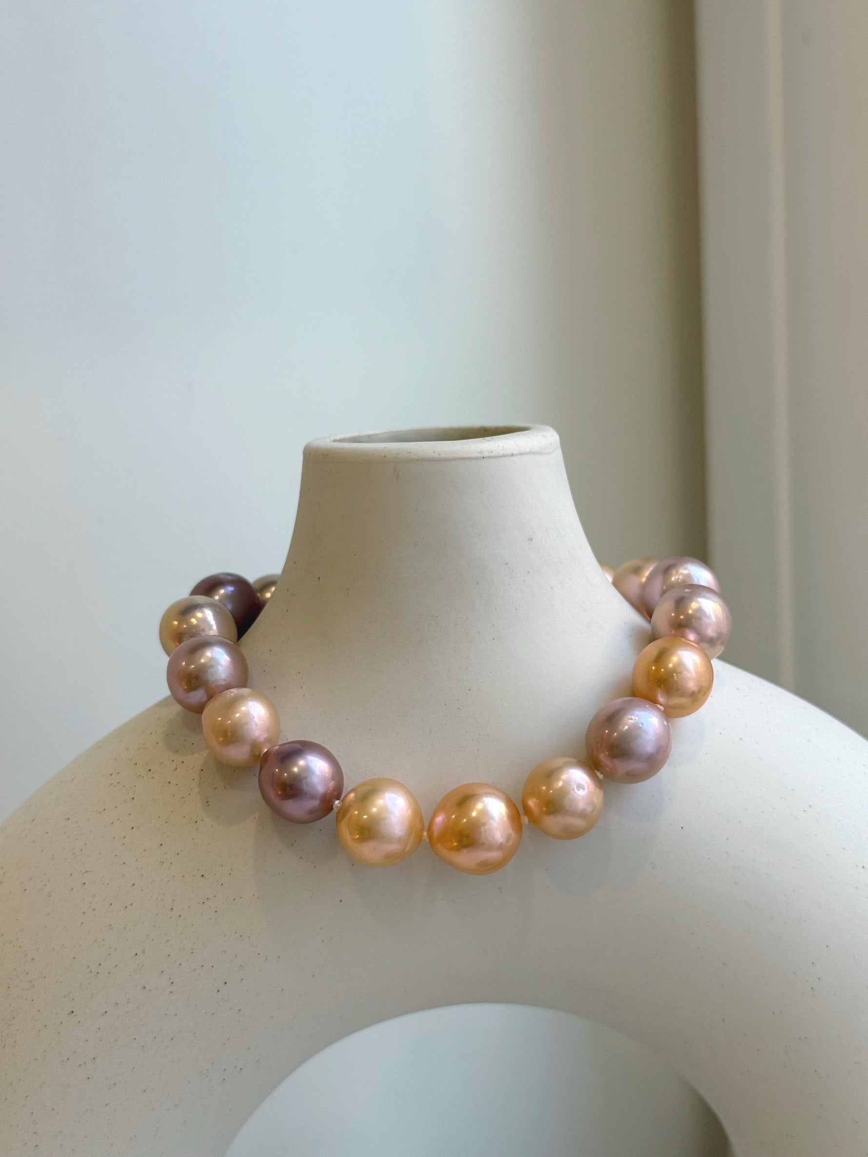 Elly’s 17pcs 9.3-11.2mm Natural Multicolor Edison Pearls Bracelet: Extreme luster mirrored, 8.3” knotted, S925 silver Bracelet. gift for her Valentine’s Day