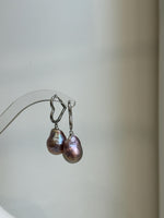 Elly’s Freshwater baroque pearls Heart Earrings: Extreme luster mirrored, Rose Iridescent, to 18mm, S925 silver earrings.Pearl Jewelry Idea.