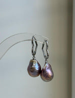 Elly’s Freshwater baroque pearls Heart Earrings: Extreme luster mirrored, Rose Iridescent, to 18mm, S925 silver earrings.Pearl Jewelry Idea. Gift for her