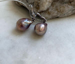 Elly’s Freshwater baroque pearls Heart Earrings: Extreme luster mirrored, Rose Iridescent, to 18mm, S925 silver earrings.Pearl Jewelry Idea.