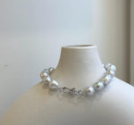 Elly’s 17pcs 8.2-10mm White iridescent crinkle Pearls Bracelet: Extreme luster mirrored, 7.8” knotted, S925 silver Bracelet. gift for her Valentine’s Day