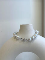 Elly’s 17pcs 8.2-10mm White iridescent crinkle Pearls Bracelet: Extreme luster mirrored, 7.8” knotted, S925 silver Bracelet. gift for her Valentine’s Day