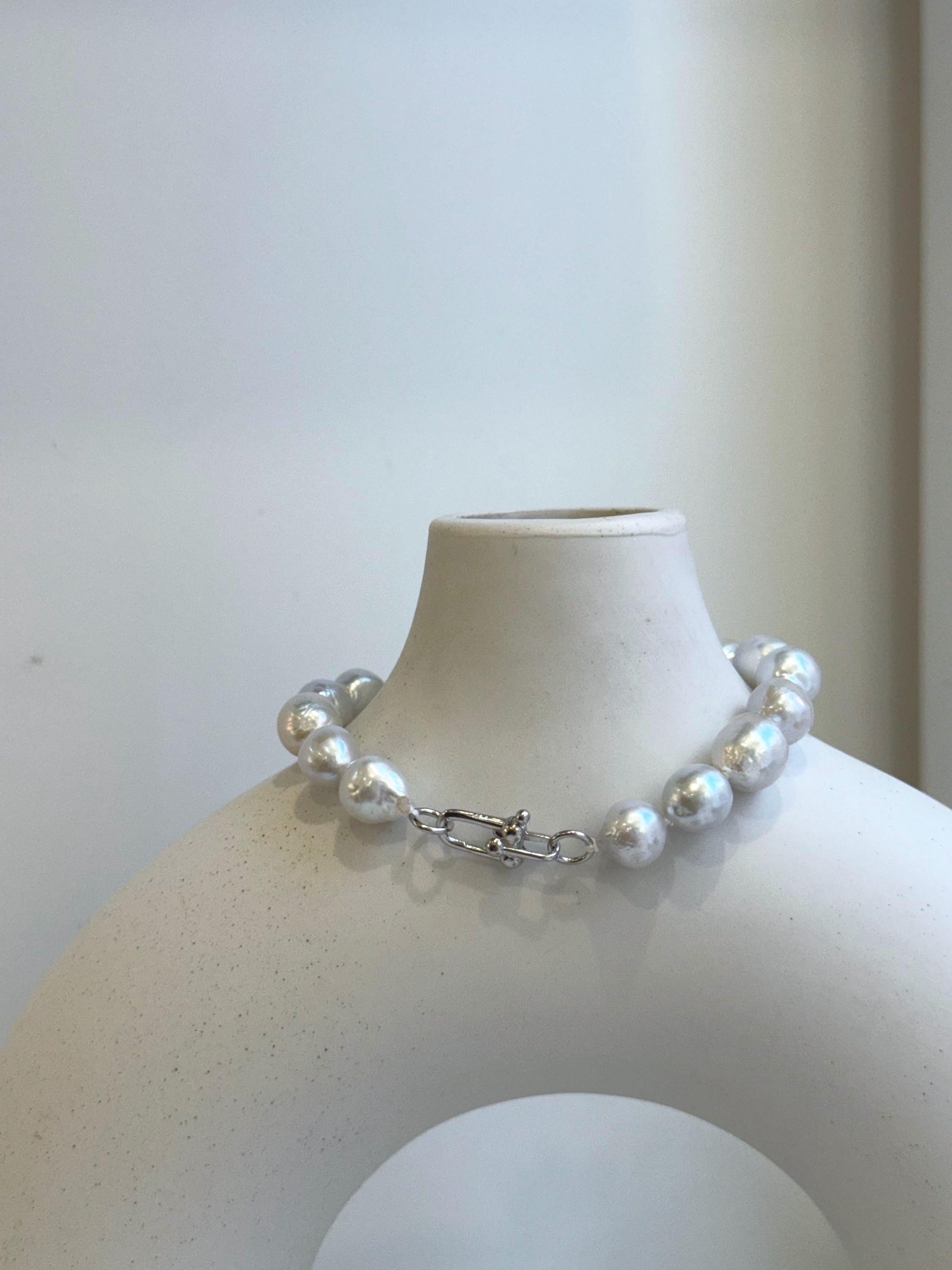 Elly’s 17pcs 8.2-10mm White iridescent crinkle Pearls Bracelet: Extreme luster mirrored, 7.8” knotted, S925 silver Bracelet. gift for her Valentine’s Day