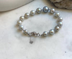 Elly’s Au750 18K gold 14pcs Tahitian Akoya Ocean Pearls Bracelet: Extreme luster Mirrored effect, 6.9-10.7mm, 18k Gold bracelet, 7.8” long, gift for her