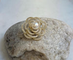 Elly’s 9.9mm Genius Huge Akoya Ivory ocean Pearl Floral Brooch: Extreme luster mirrored, 3.5cm dia. gift for her