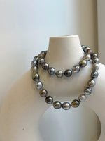 Elly’s 8.1-10.6mm 41pcs Tahitian Ocean pearls necklace: Extreme luster, Hand knotted, 17.8”, S925 silver necklace strand, gift for her wedding
