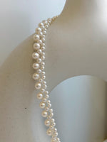 Elly’s 3-ply 3.5-6.6mm white pearls necklace: Extreme luster, Handmade, 16.1”, S925 silver magnetic clips necklace strand.gift for her anniversary