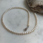 Elly’s white small Pearls Bracelet: Extreme luster mirrored, 4.4-4.8mm, S925 silver magnetic clips Bracelet.