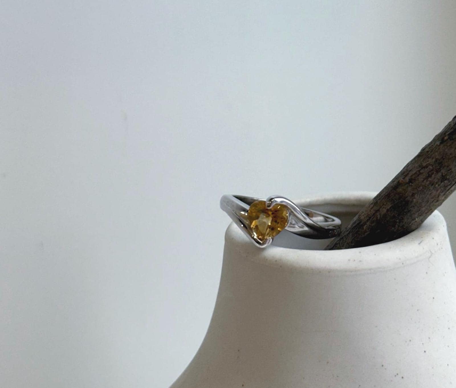 Elly’s Genius Citrine S925 silver Heart Ring, US