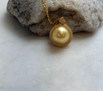 Elly’s 14.9mm Huge South Sea Gold iridescentocean Pearl pendant: Extreme luster mirrored. S925 silver vintage pendant necklace set.gift for her
