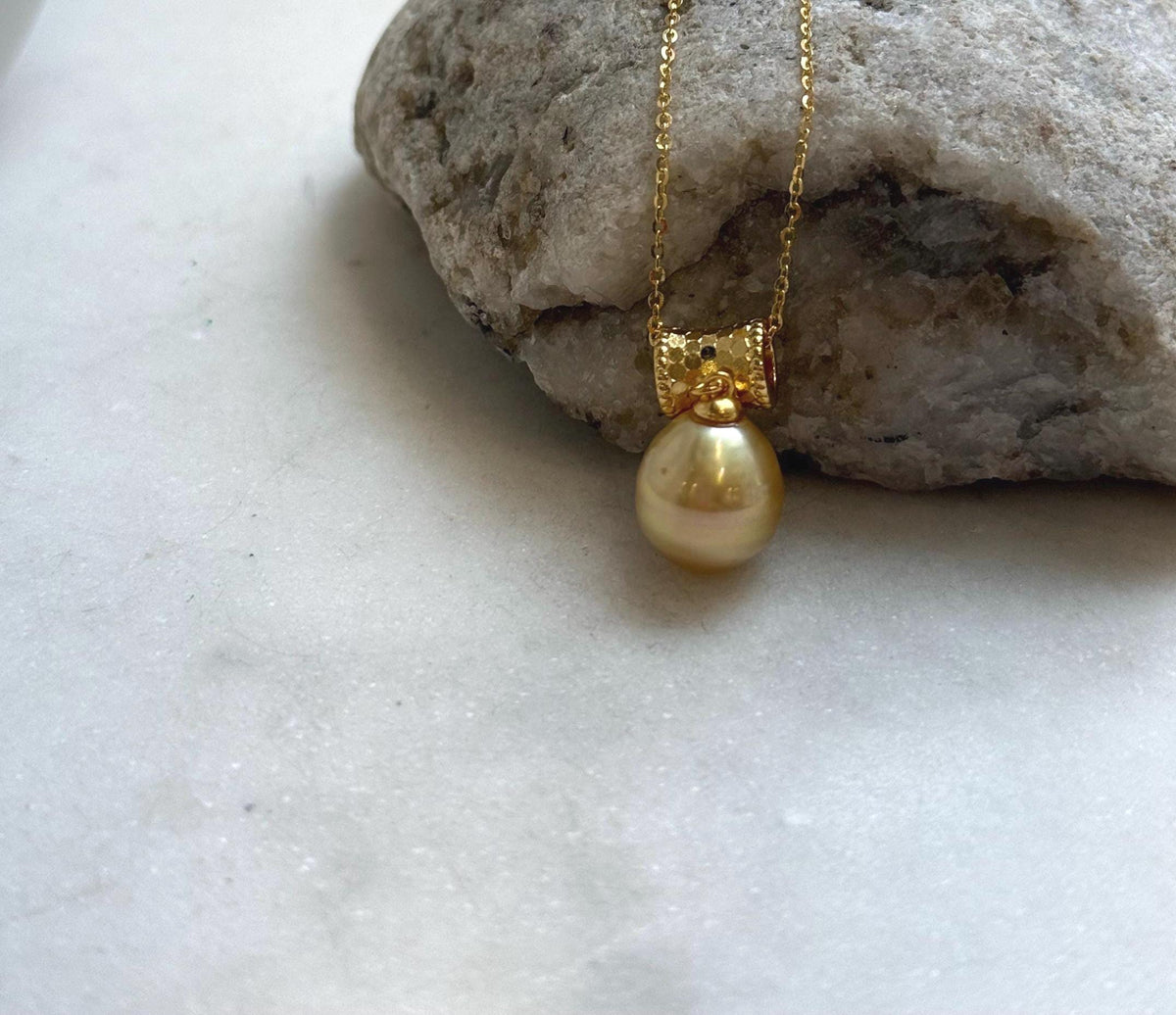 Elly’s 10.6mm South Sea Gold iridescent ocean Pearl pendant: Extreme luster mirrored. S925 silver with gold plated cool pendant set. gift for her